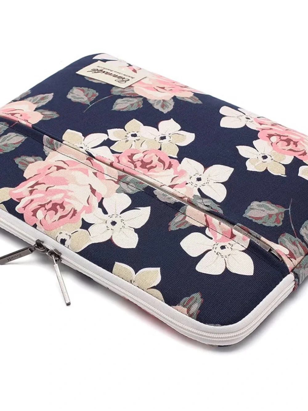 Canvaslife Navy Floral Laptop/Computer Sleeve/Bag - Pink Rose Print NWOT